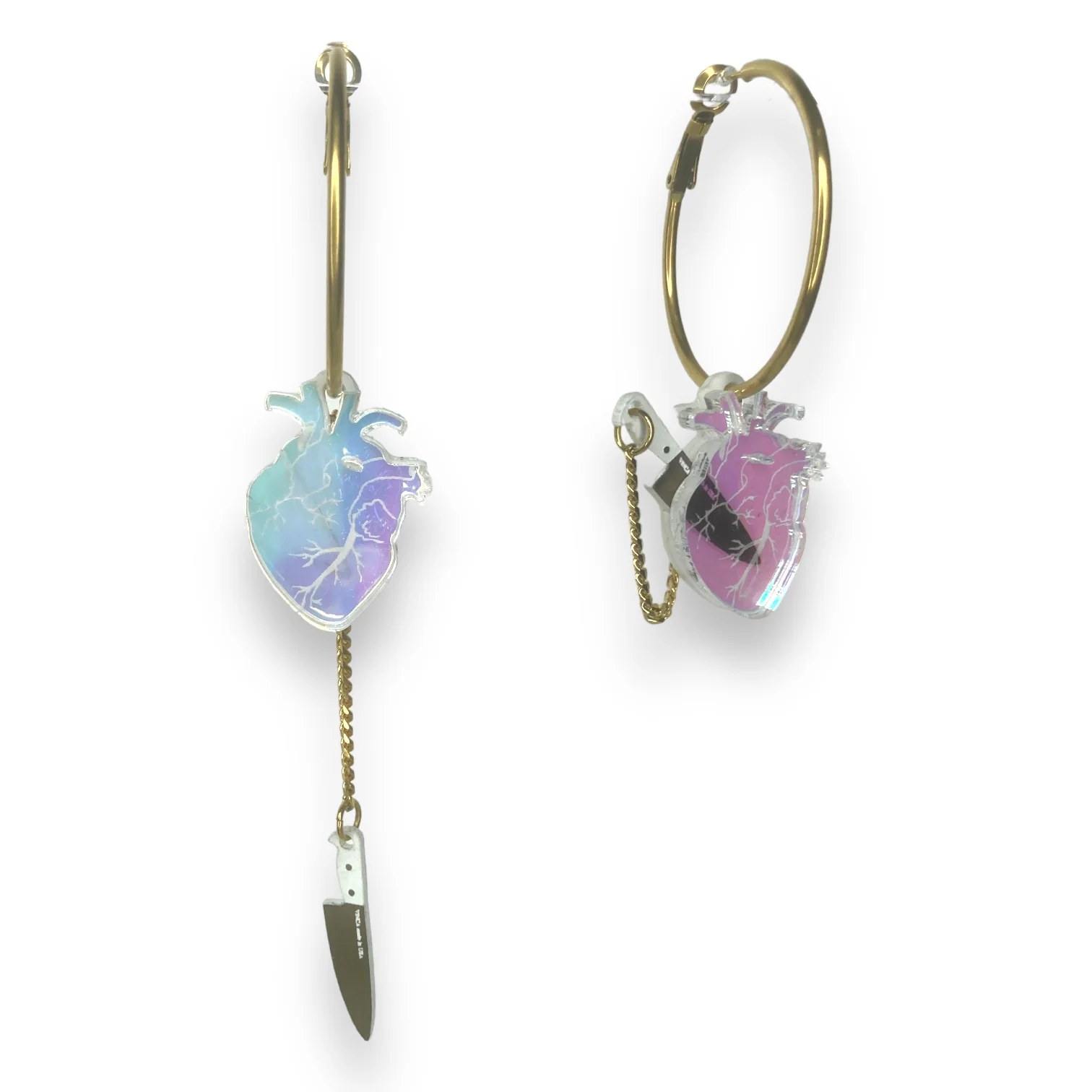 Last Chance! Chopped Heart Hoops - Dreamy Iridescent - Image 6