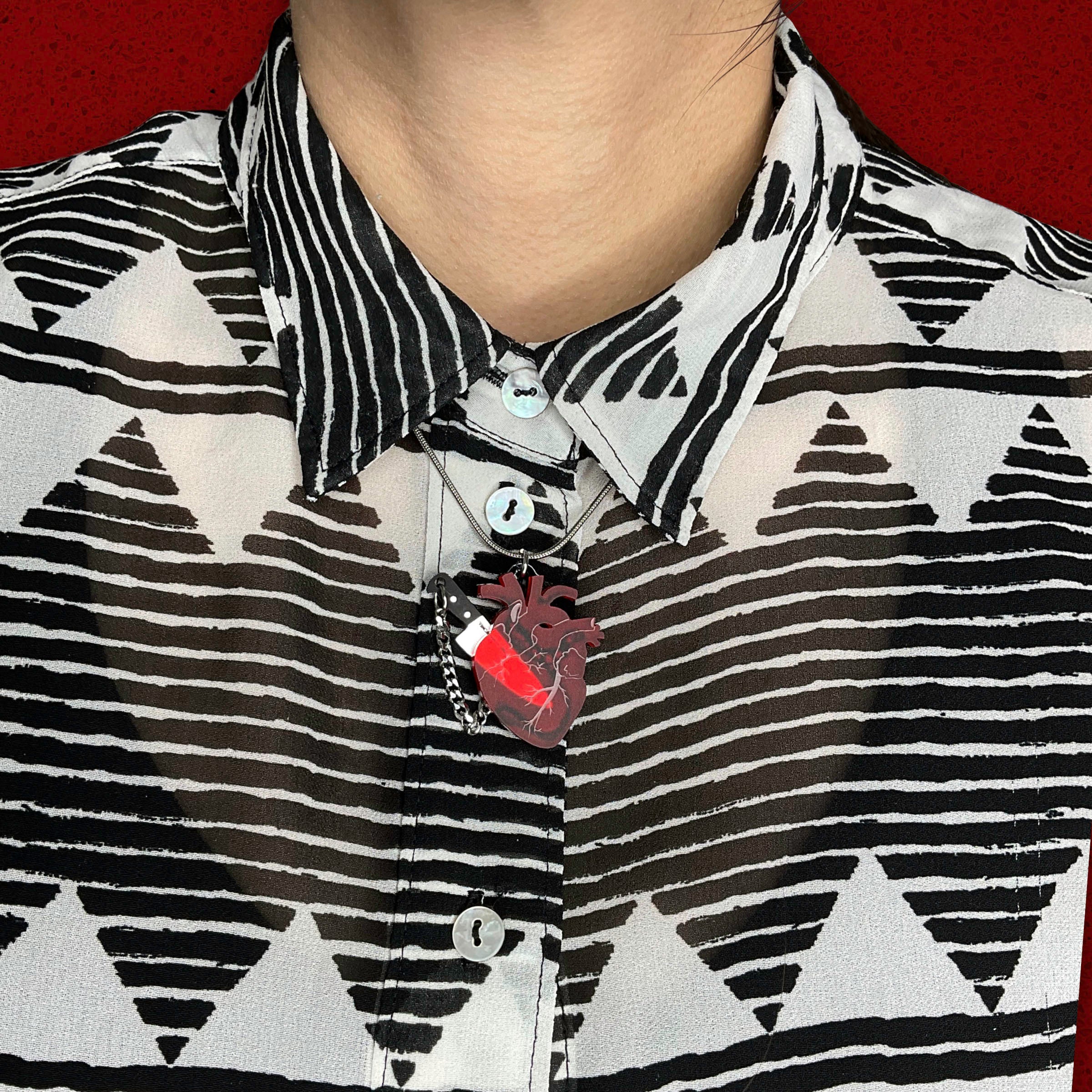 Chopped Heart Necklace - Drop Dead Red - Image 6