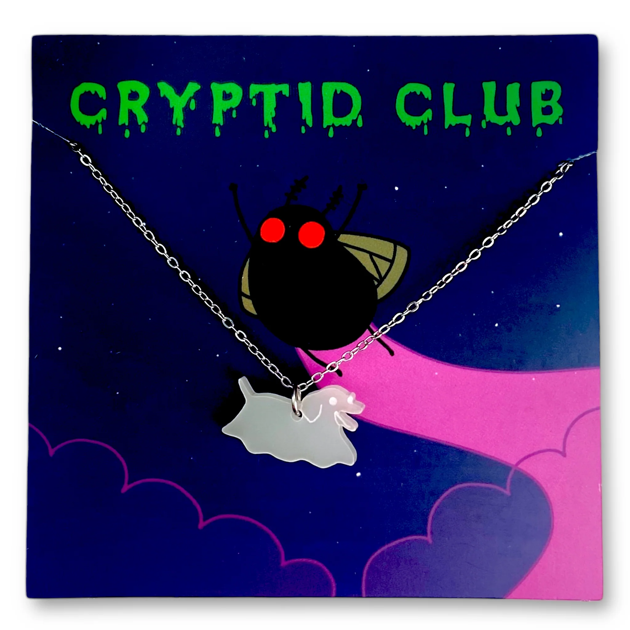Cryptid Club Dog Ghost Necklace- GLOWS! - Image 3