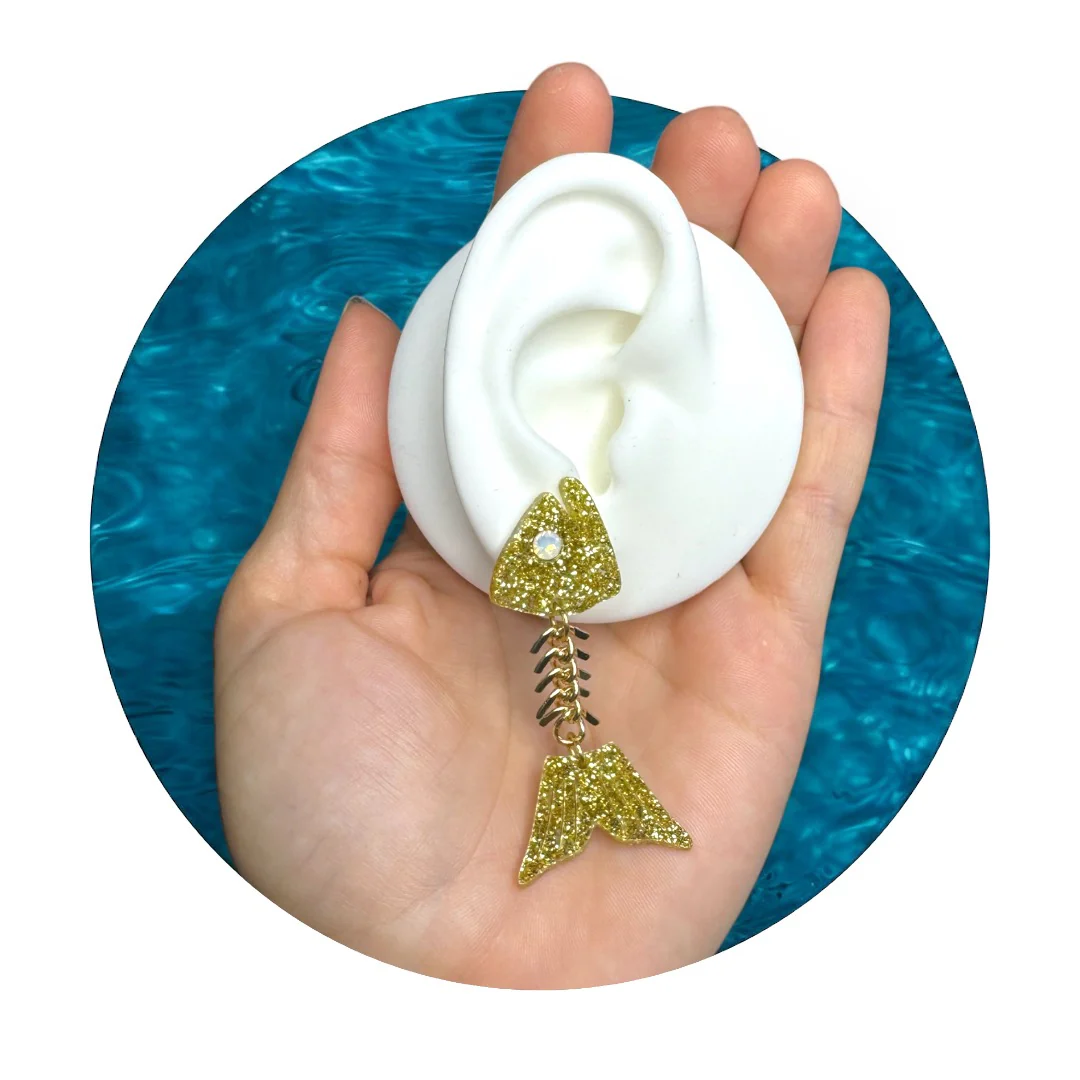 Gill-ty Pleasure Fish Bone Earrings - Image 4
