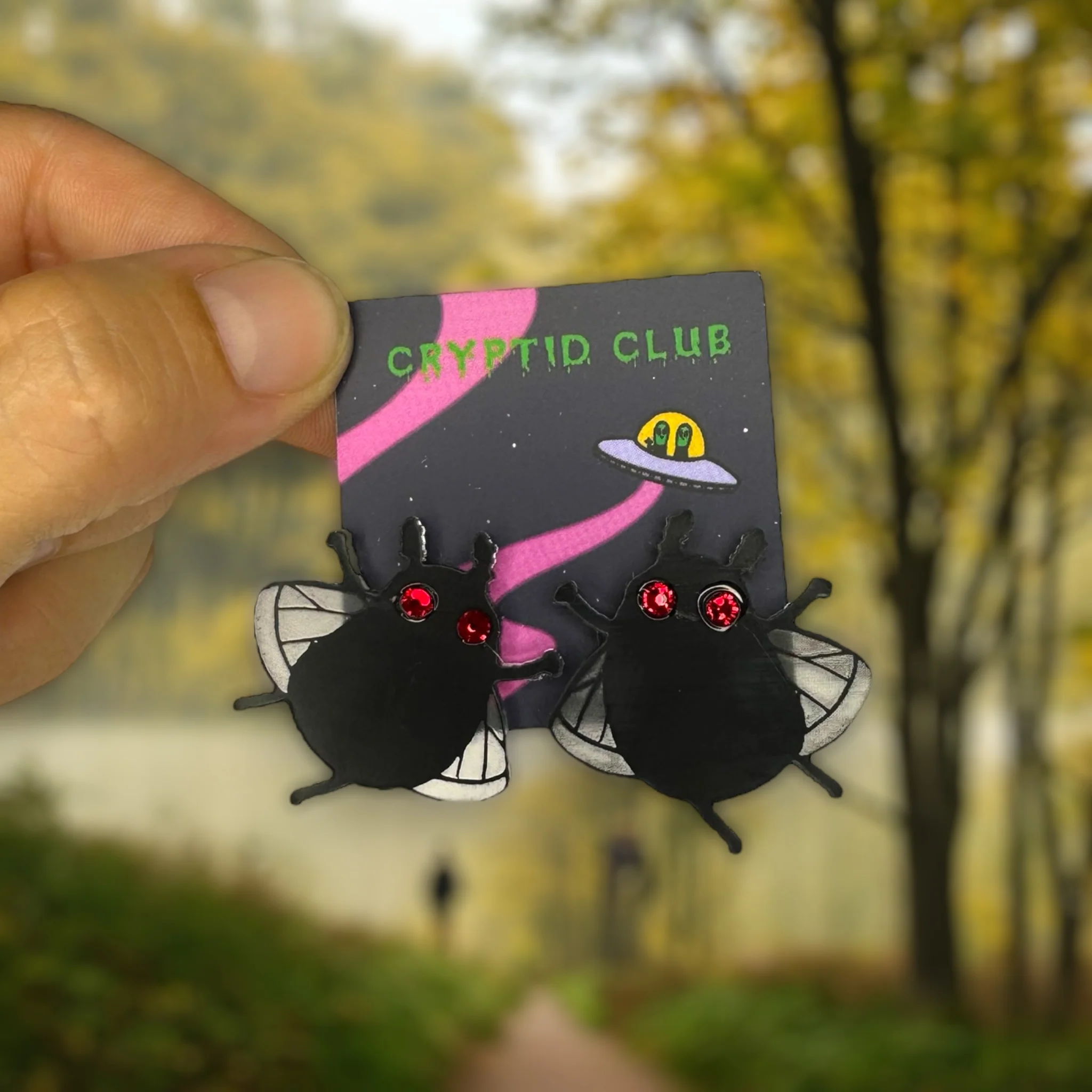 Cryptid Club Mothman Stud Earrings - Image 2
