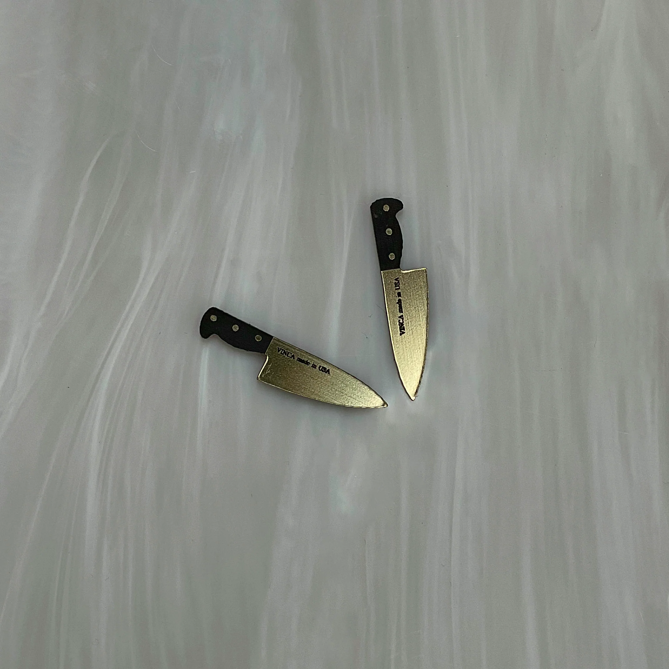 Tiny 1” Chef's Knife Earrings in Gold - Image 3